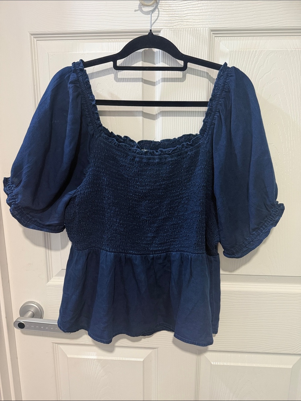 Old Navy Navy Smocked Peasant Blouse